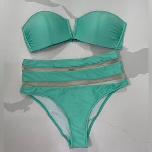 High waisted strapless swim suit